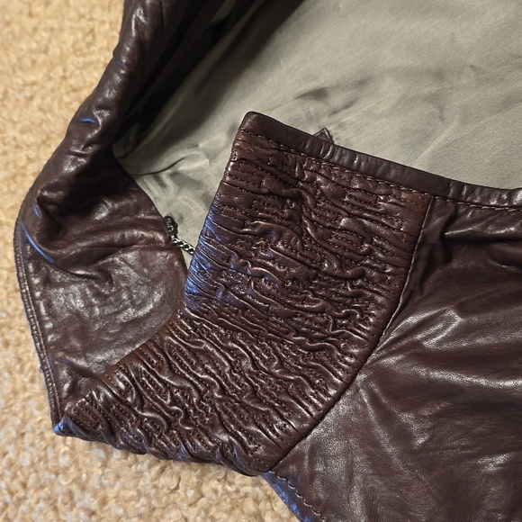 LAUREL Brown Leather Coat - Picture 6 of 10